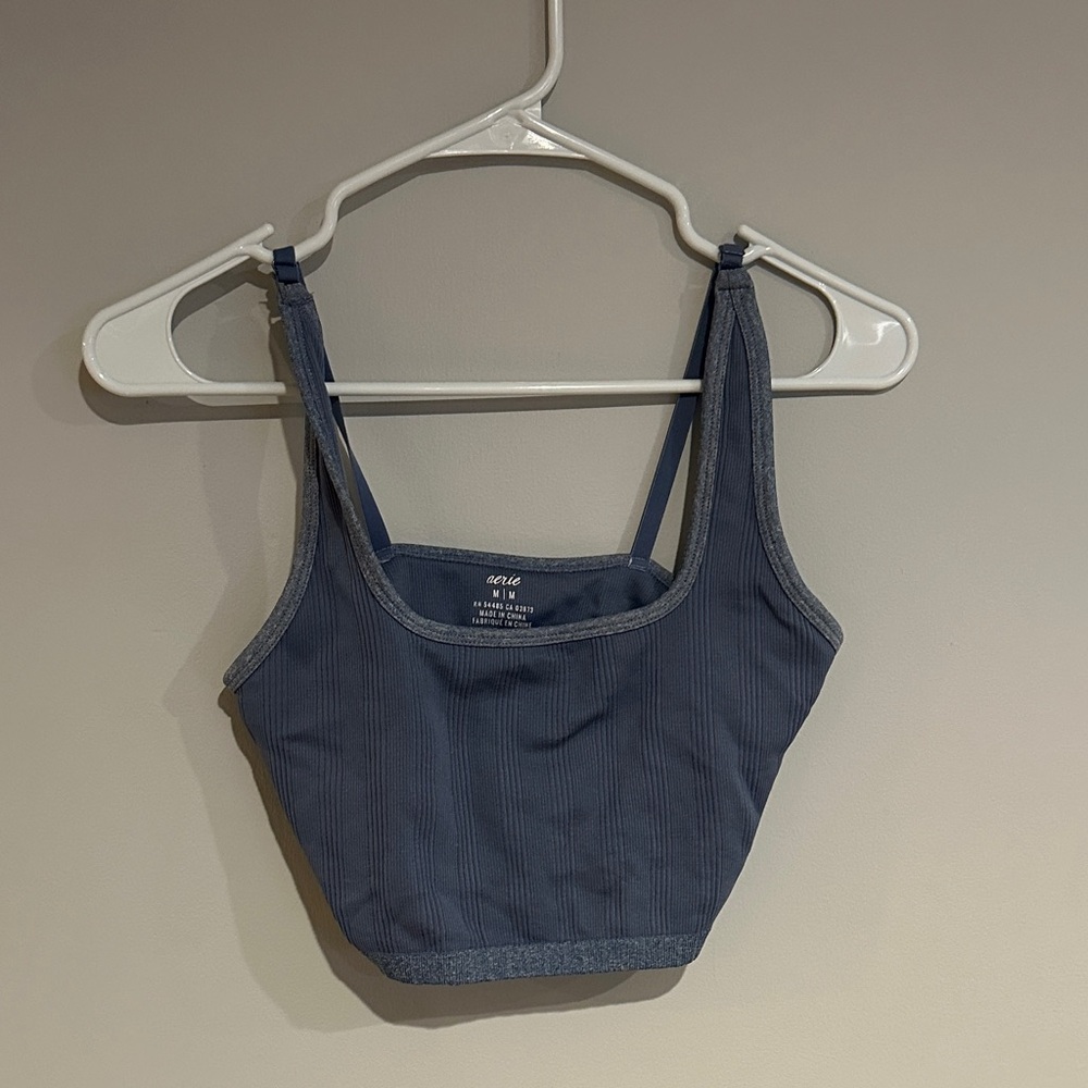Aerie Dark Blue Ribbed Crop Top